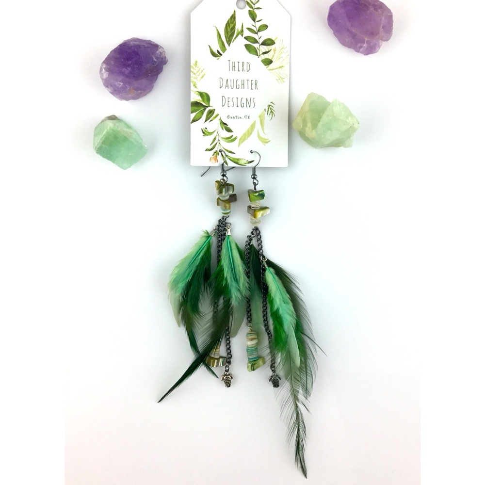 Third Daughter Designs Feathered Earrings